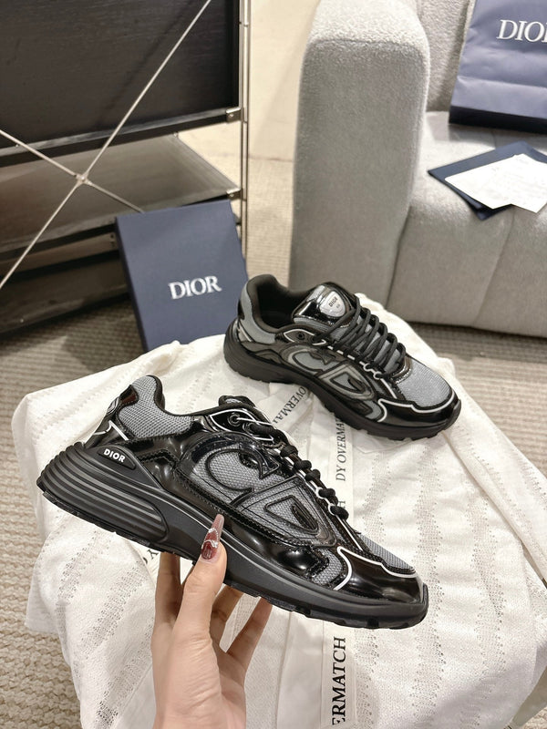 CD B30 Sneakers Patent Black Silver Gray Technology Fabric 438320