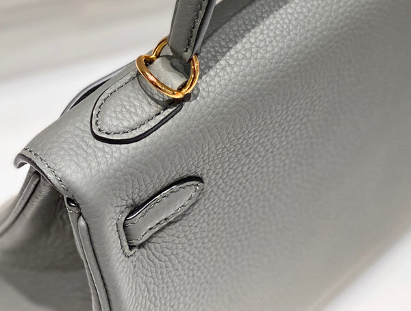 hm kelly 32cm pelle togo grigia hardware dorato