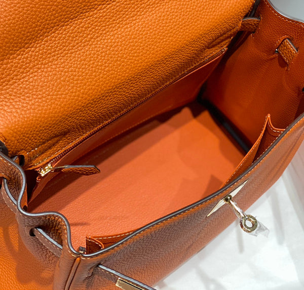 HM KELLY 28CM ORANGE TOGO GOLD HARDWARE