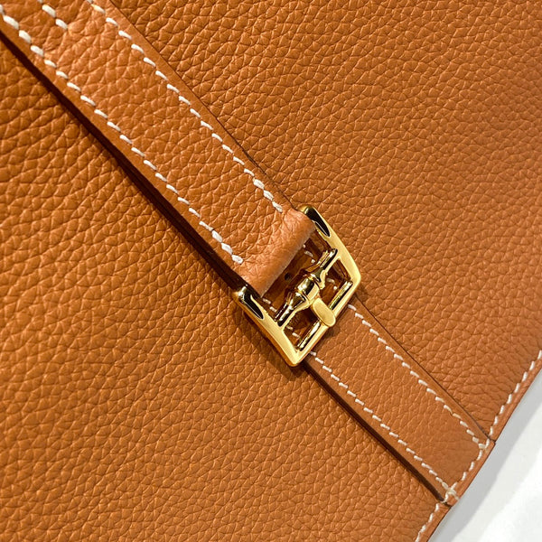 HALZAN 25 HANDLE BAG IN DULL ORANGE GRAINED CALFSKIN