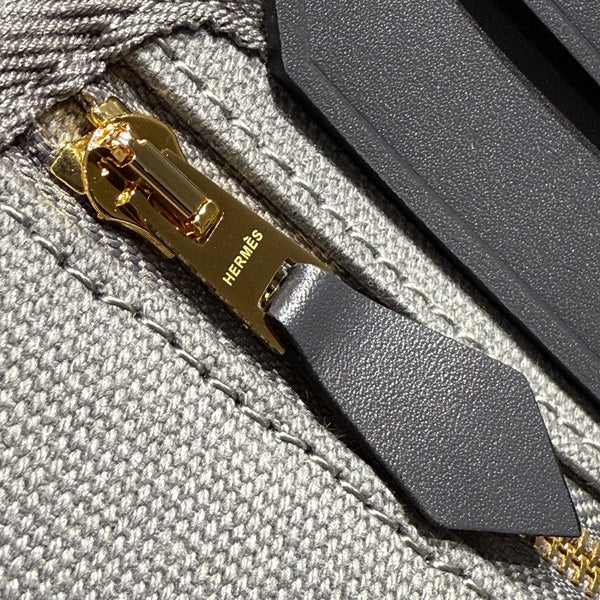 HM Mini Herbag Gold Buckle 20 Gray Canvas and Hunter Cowhide 243270