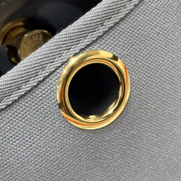 HM Mini Herbag Gold Buckle 20 Gray Canvas and Hunter Cowhide 243270