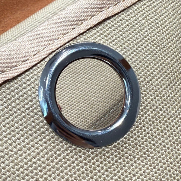 HM Mini Herbag Silver Buckle 20 Natural Canvas and Hunter Cowhide 243315