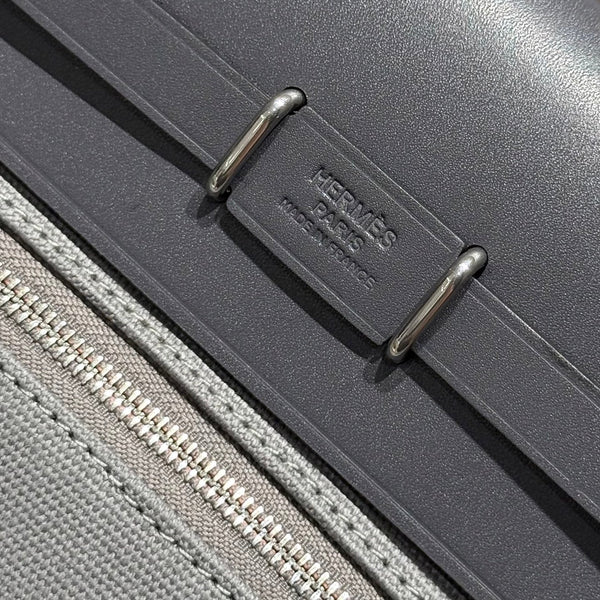 HM Mini Herbag Silver Buckle 20 Gray Canvas and Hunter Cowhide 243265