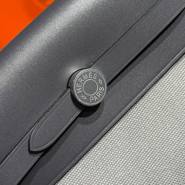 HM Mini Herbag Silver Buckle 20 Gray Canvas and Hunter Cowhide 243265