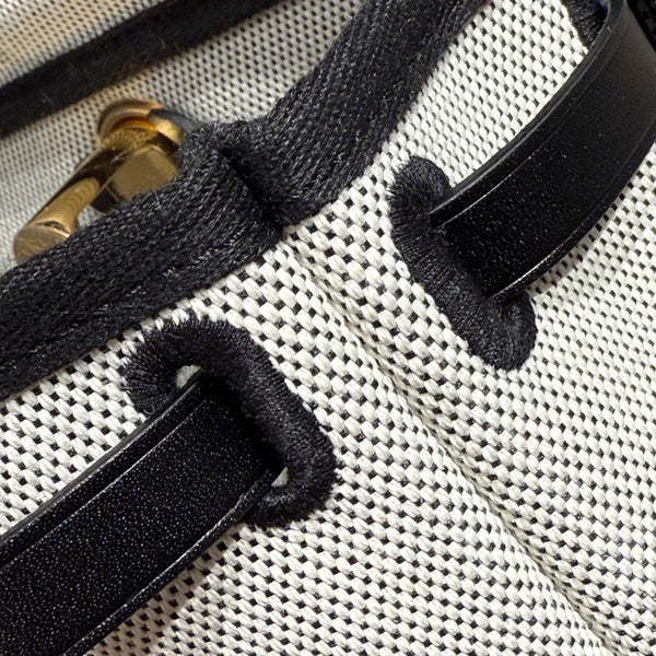 HM Mini Herbag Gold Buckle 20 Ecru White Canvas and Hunter Cowhide 243226