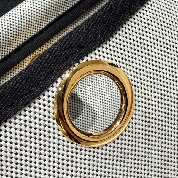 HM Mini Herbag Gold Buckle 20 Ecru White Canvas and Hunter Cowhide 243226