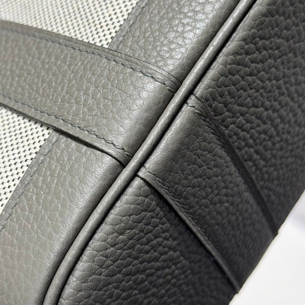 HM Garden Party Mini 23cm Bag Gris Neve Togo Cream Canvas