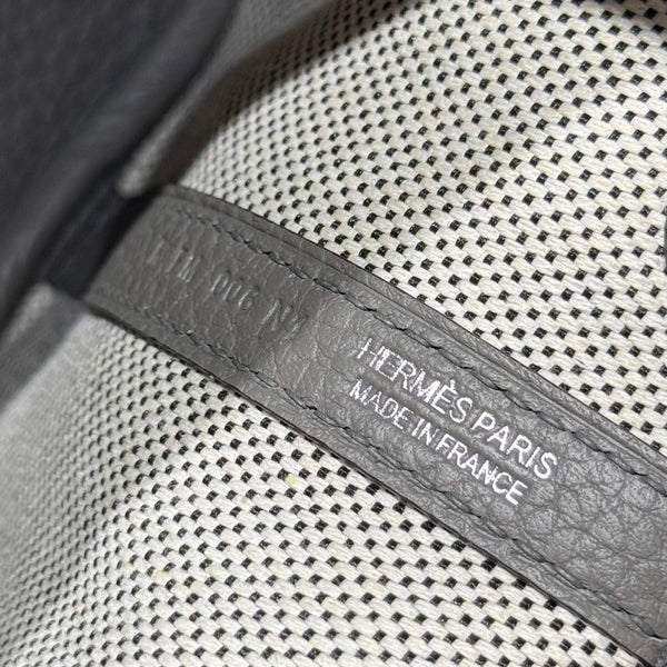 HM Garden Party Mini 23cm Bag Gris Neve Togo Cream Canvas