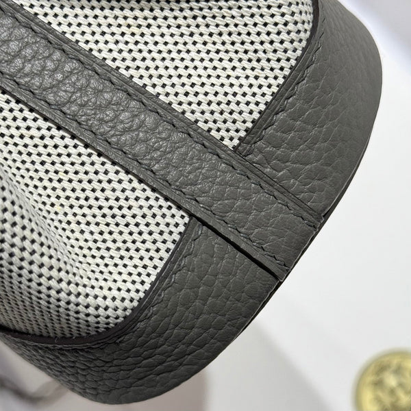 HM Garden Party Mini 23cm Bag Gris Neve Togo Cream Canvas