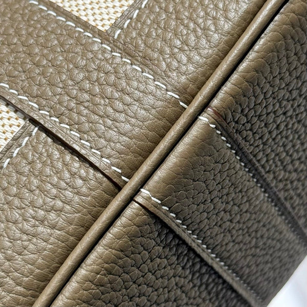 HM Garden Party Mini 23cm Bag Etoupe Togo Cream Canvas