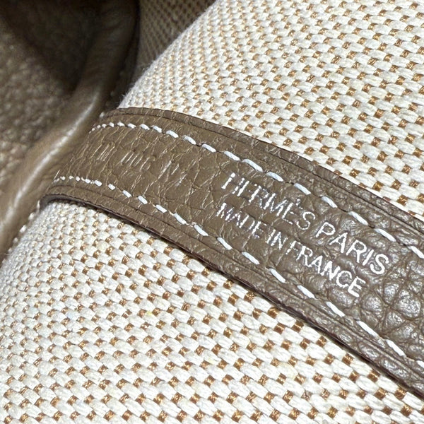 HM Garden Party Mini 23cm Bag Etoupe Togo Cream Canvas