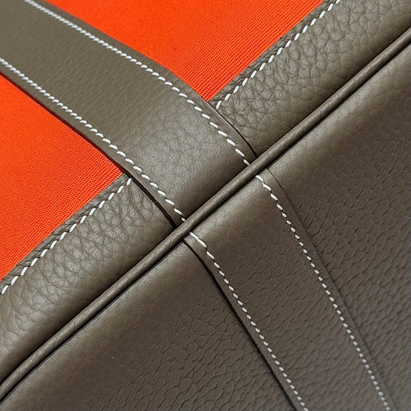 HM Garden Party 30cm Bag Etoupe Togo Orange Canvas