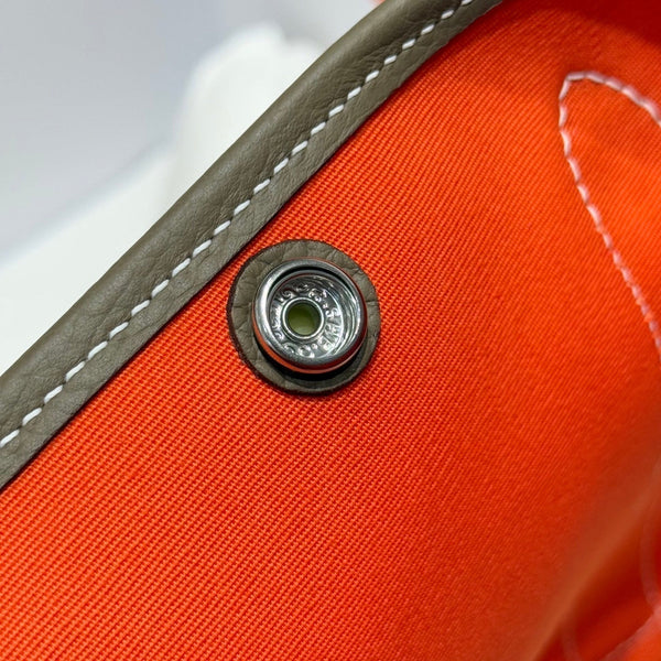 HM Garden Party 30cm Bag Etoupe Togo Orange Canvas