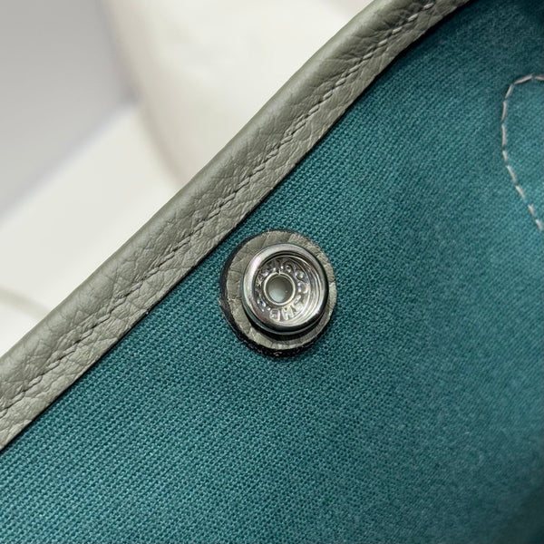 HM Garden Party 30cm Bag Vert Amande Togo Beige Canvas