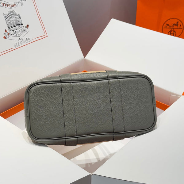 HM Garden Party 30cm Bag Vert Amande Togo Beige Canvas