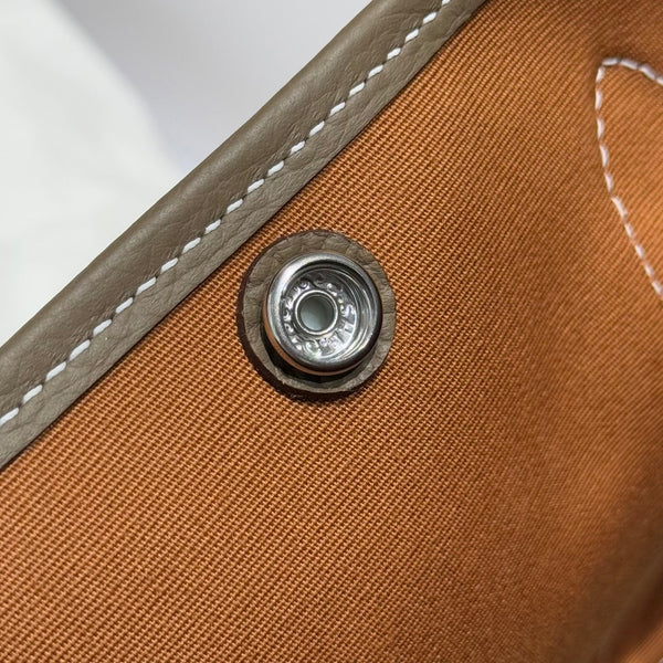 HM Garden Party 30cm Bag Etoupe Togo Chocolate Canvas