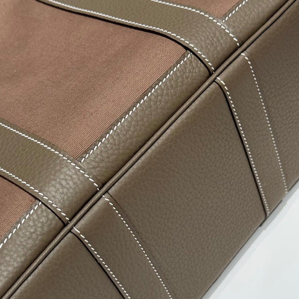 HM Garden Party 30cm Bag Etoupe Togo Chocolate Canvas