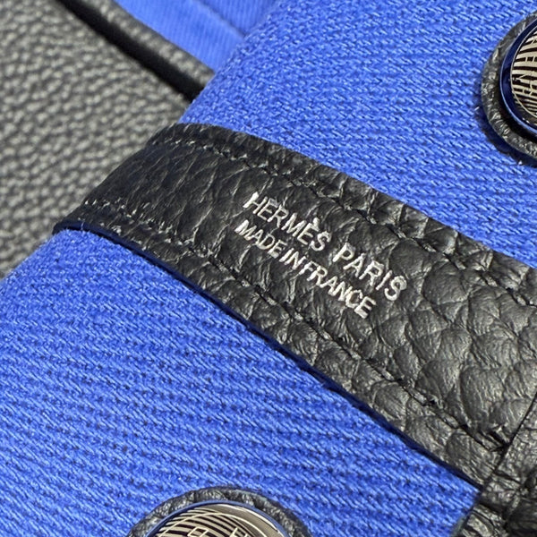 HM Garden Party 30cm Bag Black Togo Dark Grey Canvas