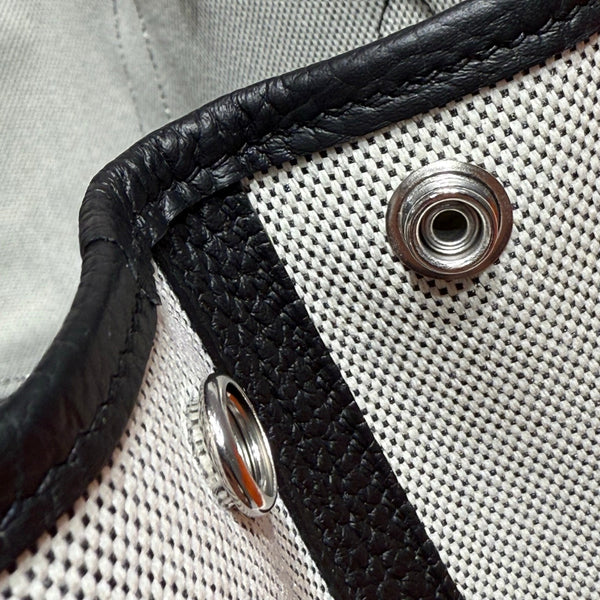HM Garden Party 30cm Bag Black Togo Grey Canvas