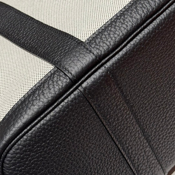 HM Garden Party 30cm Bag Black Togo Grey Canvas