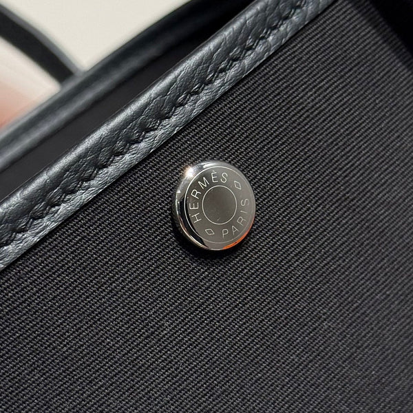 HM Garden Party 30cm Bag Black Togo Black Canvas