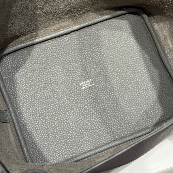 HM Picotin Lock 22cm Cumulonimbus Grey Togo Silver Hardware