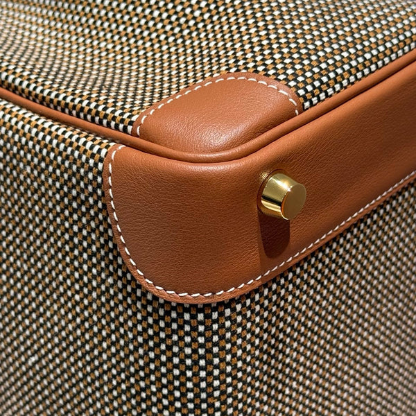 HM Birkin 30cm Golden Brown Swift Cowhide With Waffe Brown Canvas Fabric Ghw 249972