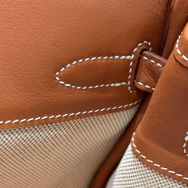 HM Shoulder Birkin 29cm Gold Brown Swift Cowhide Toile H Shw 249926