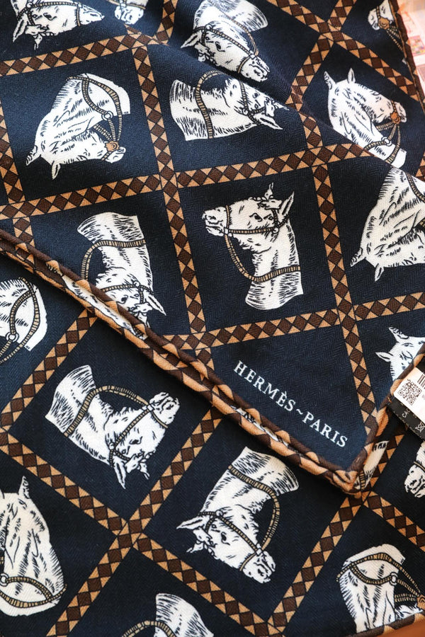 Scarf 140 CM In Black Mix White Cashmere And Silk 335765