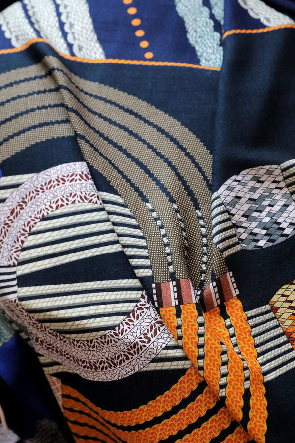 Dressage Tressage Scarf 140 CM Black Colorful Silk 404009