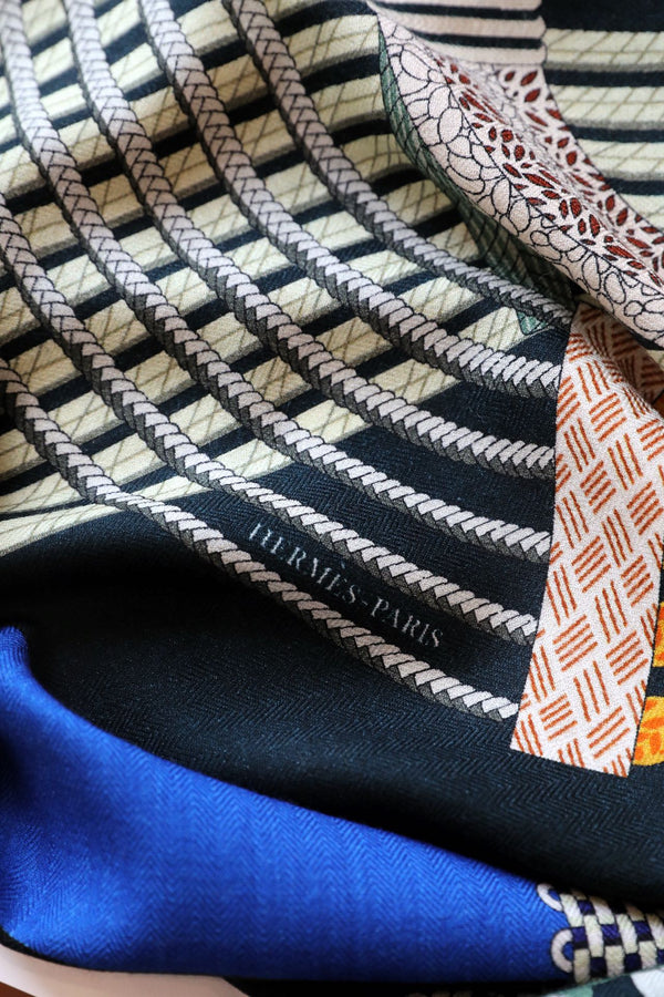 Dressage Tressage Scarf 140 CM Black Colorful Silk 404009