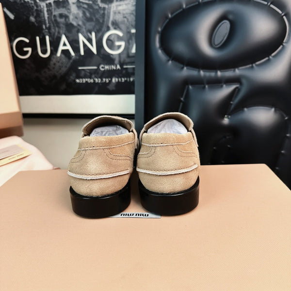 Miu Loafers Light Brown Suede