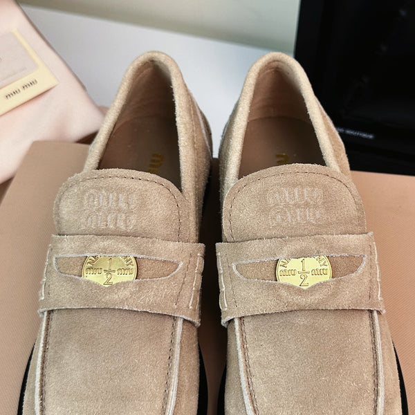 Miu Loafers Light Brown Suede