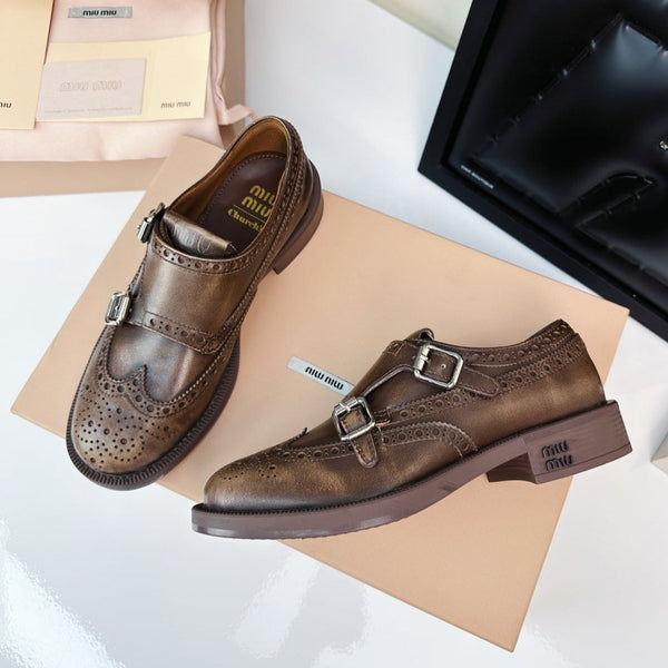 Church's X Miu Loafers Matte Brown Calfskin