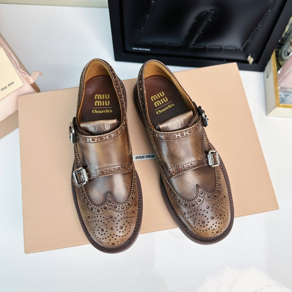 Church's X Miu Loafers Matte Brown Calfskin