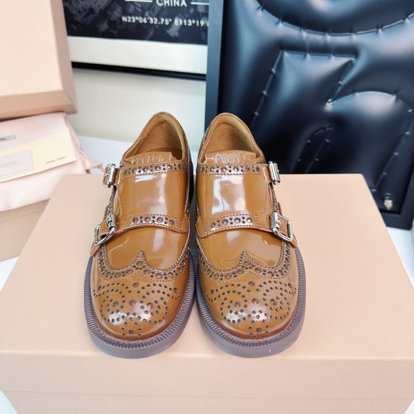 Church's X Miu Loafers Brown Yellow Shiny Calfskin