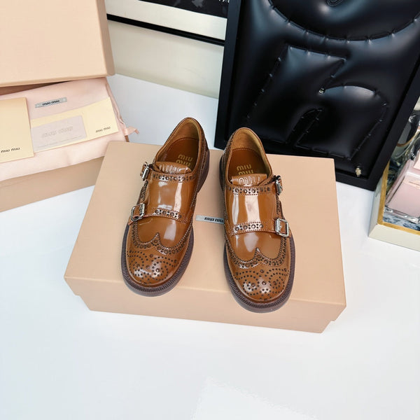 Church's X Miu Loafers Brown Yellow Shiny Calfskin