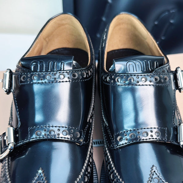 Church's X Miu Loafers Black Shiny Calfskin