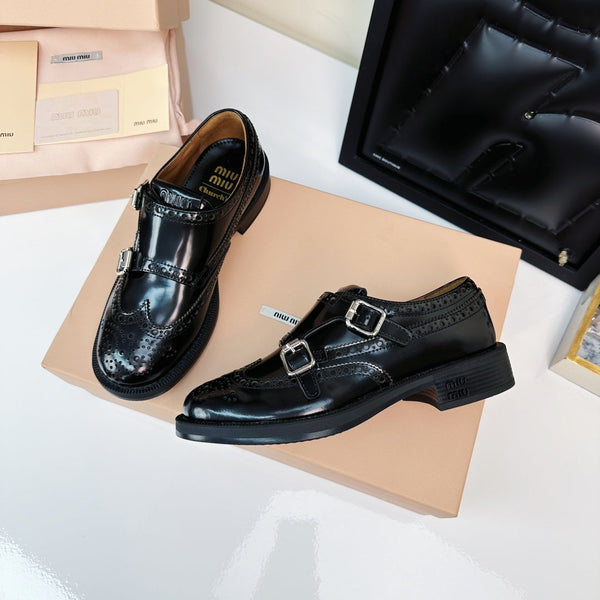 Church's X Miu Loafers Black Shiny Calfskin