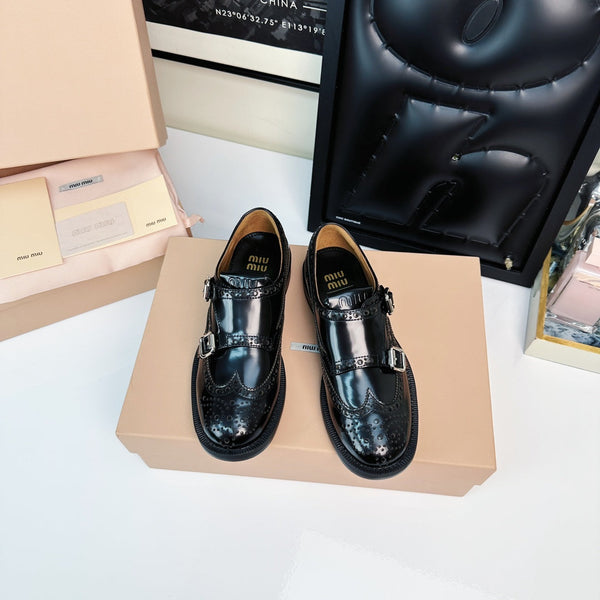 Church's X Miu Loafers Black Shiny Calfskin