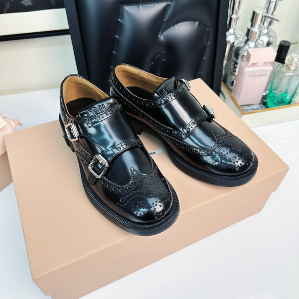Church's X Miu Loafers Black Shiny Calfskin