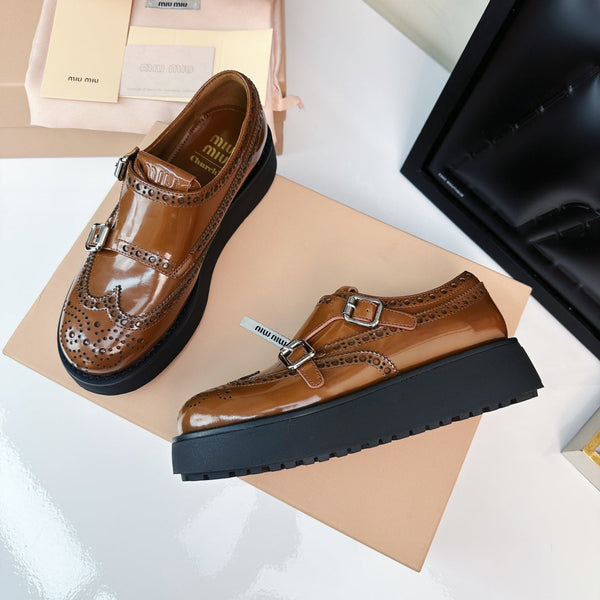Church's X Miu Loafers Classic Brown Yellow Calfskin