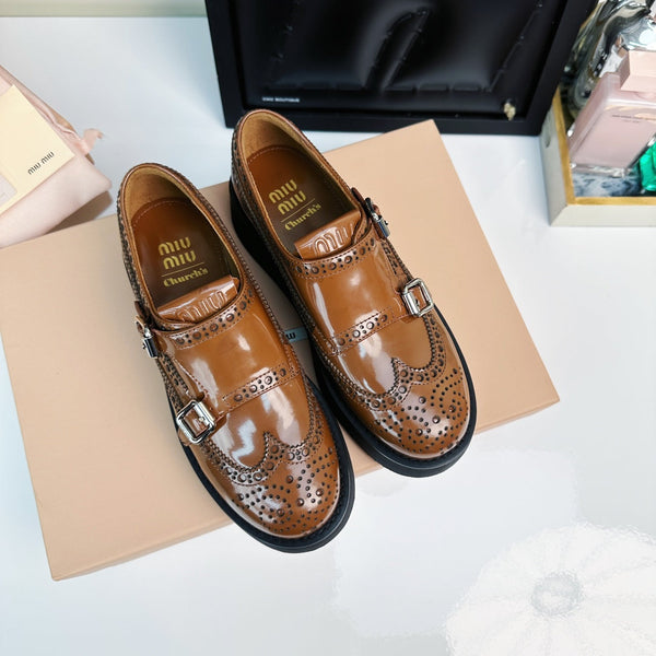 Church's X Miu Loafers Classic Brown Yellow Calfskin