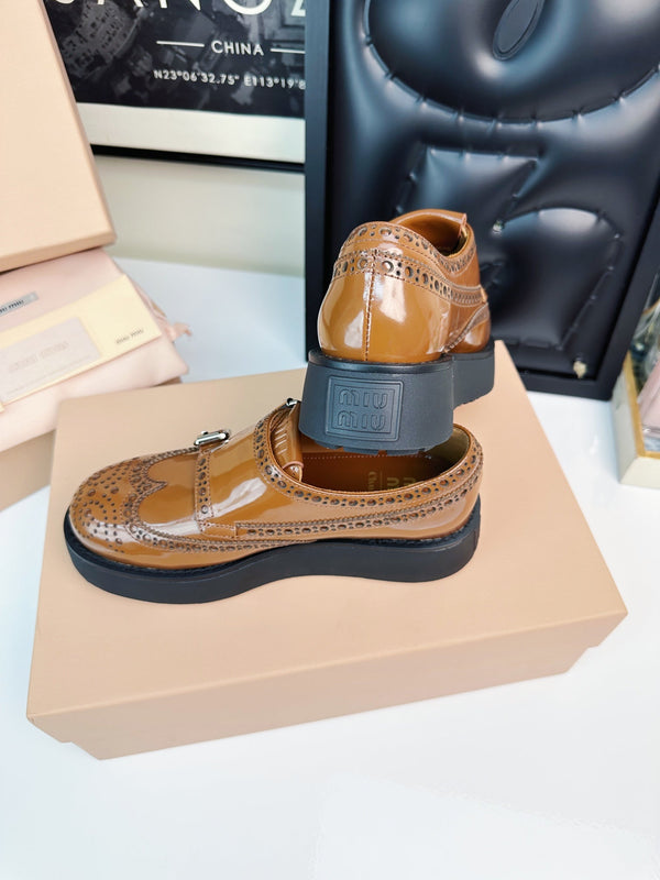 Church's X Miu Loafers Classic Brown Yellow Calfskin