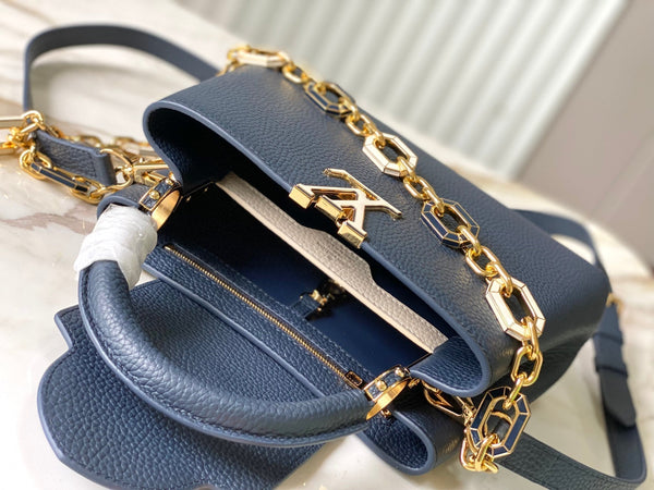 CAPUCINES BB 27CM BLU SCURO PELLE TAURILLON