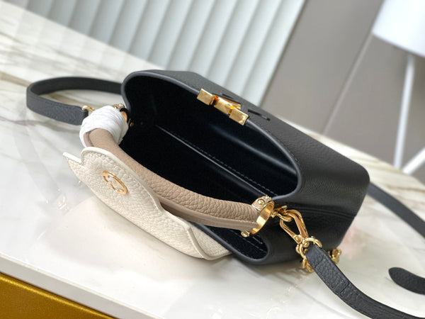 CAPUCINES MINI 21 IN NERO MIX BIANCO TAURILLON ORO HARDWARE