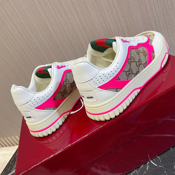 GG Retro Sneakers for Couples White Shocking Pink