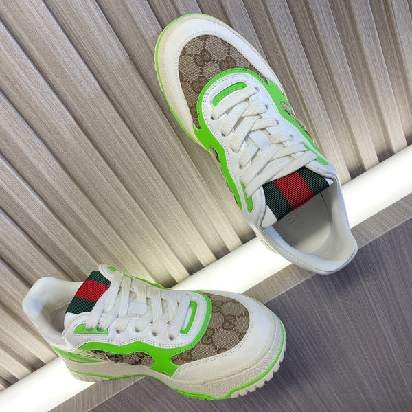 GG Retro Sneakers for Couples White Kelly Green