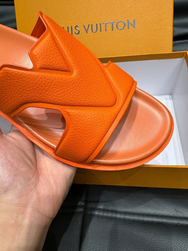LV OASIS MULE IN CARROT ORANGE CALFSKIN